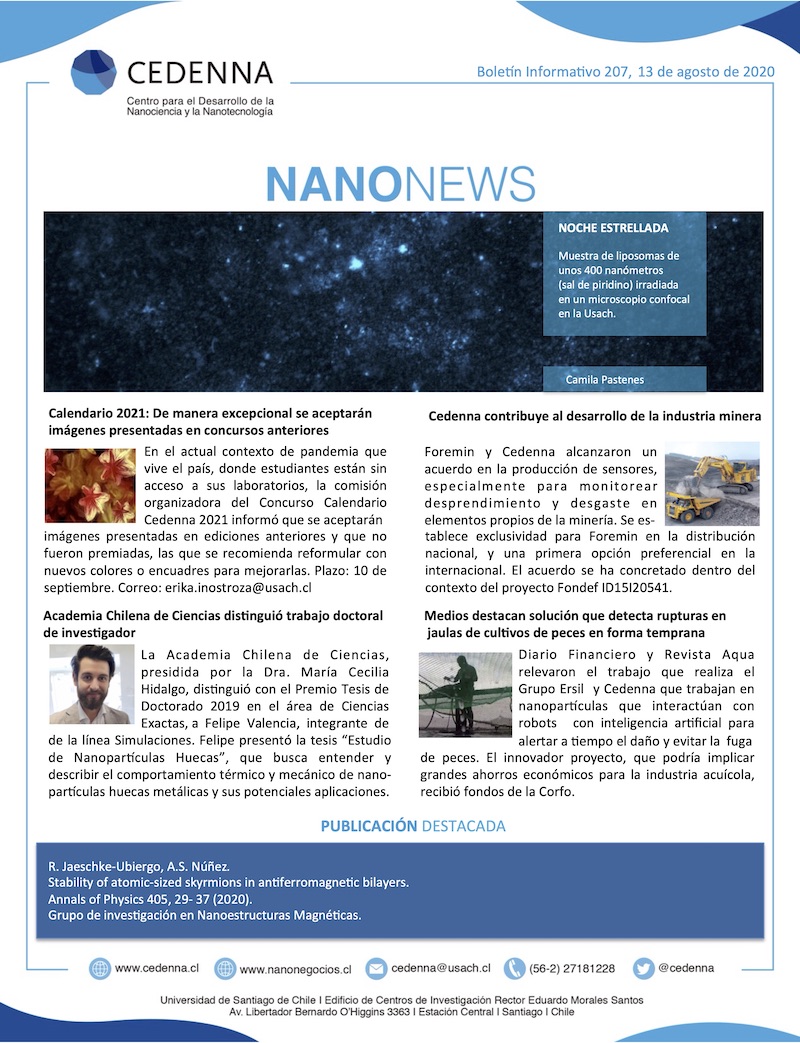 Boletín Nanonews 207, 13/08/2020